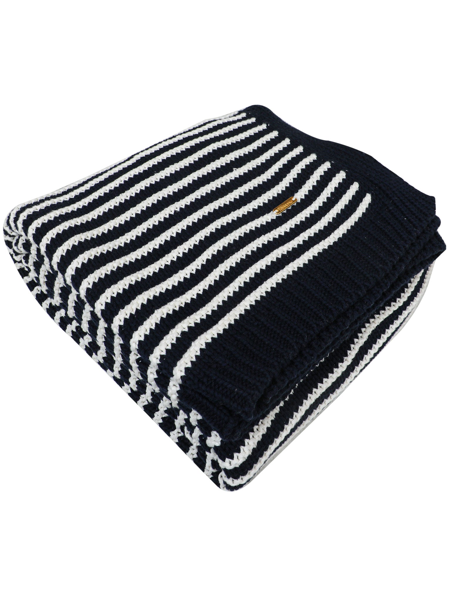Black With White Strips Knitted Cotton Throw