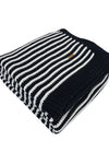 Black With White Strips Knitted Cotton Throw
