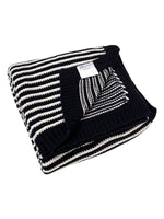 Load image into Gallery viewer, Black With White Strips Knitted Cotton Throw