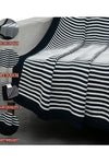 Black With White Strips Knitted Cotton Throw