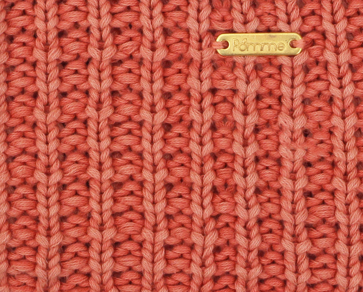 Pomme Cotton Knitted Waffle Texture Throw (Coral)