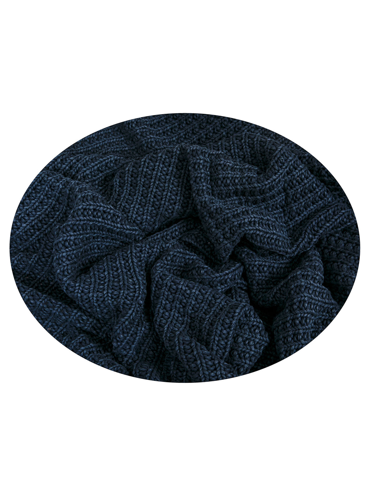 Pomme Cotton Knitted Chunky Waffle Throw (Navy Blue)