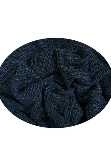 Black With White Border Knitted Cotton Throw