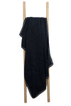 Black With White Border Knitted Cotton Throw