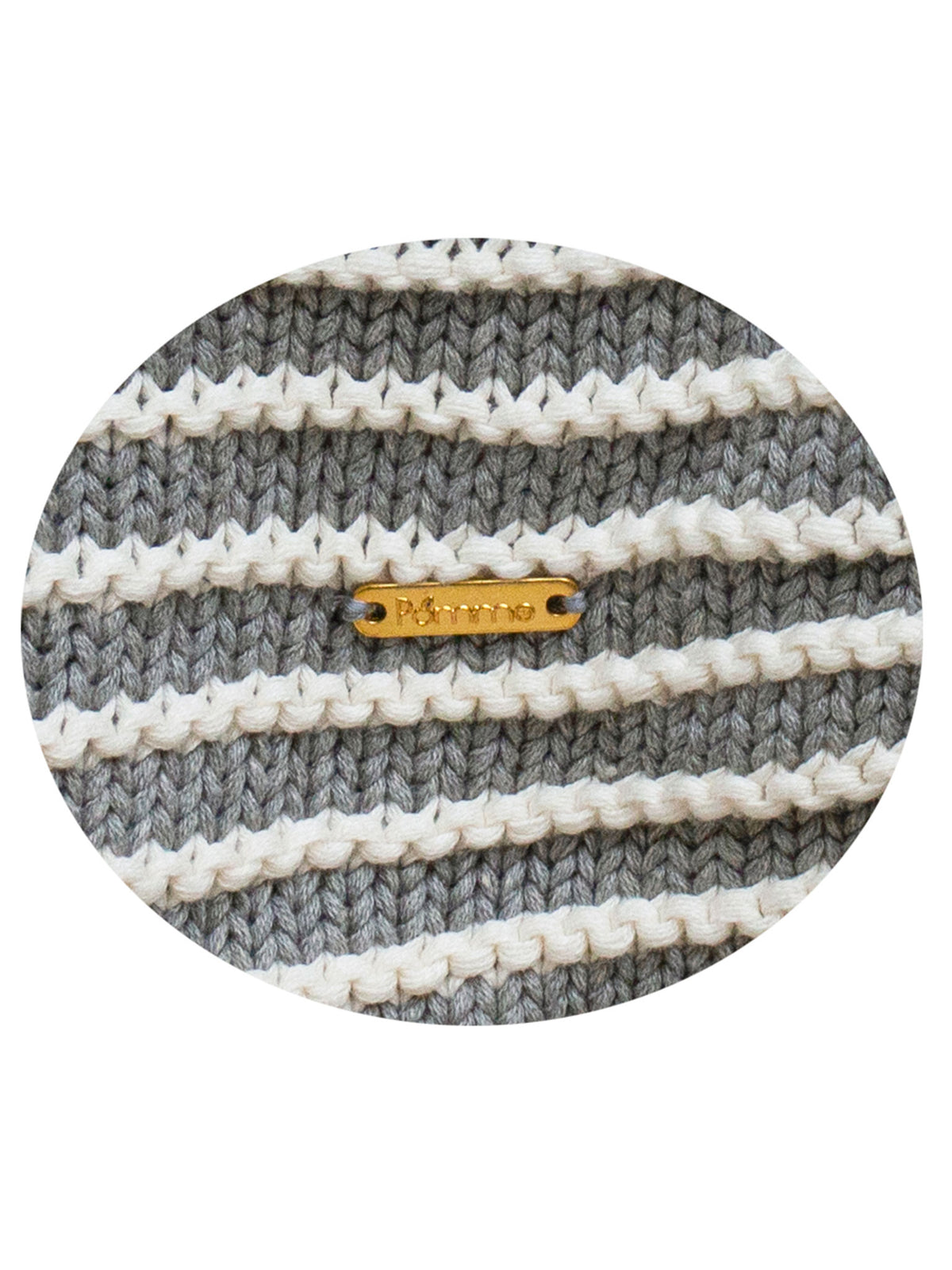 Pomme Cotton Knitted Fine Stripe Ribbed Throw (Grey &amp; Ivory)