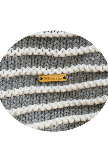 Gray With White Strips Knitted Cotton Throw