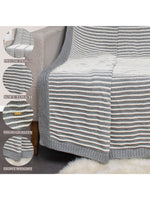 Load image into Gallery viewer, Gray With White Strips Knitted Cotton Throw
