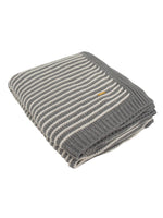 Load image into Gallery viewer, Gray With White Strips Knitted Cotton Throw