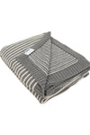 Gray With White Strips Knitted Cotton Throw