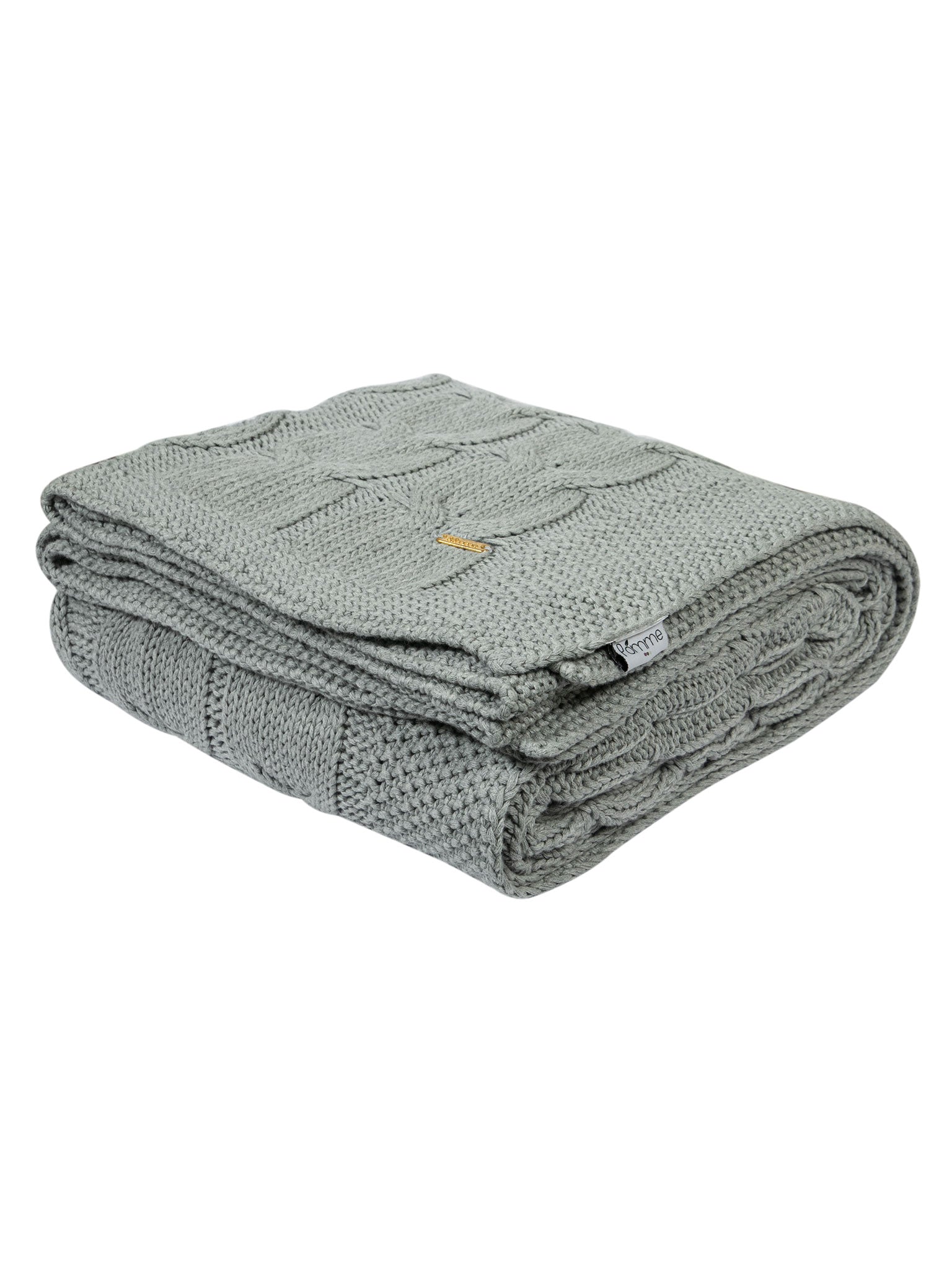 Gray Knitted Cotton Throw