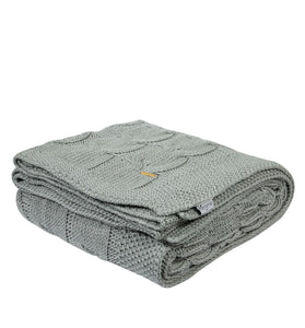 Gray Knitted Cotton Throw