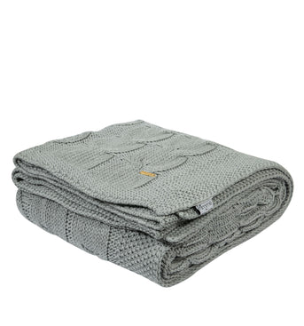 Gray Knitted Cotton Throw