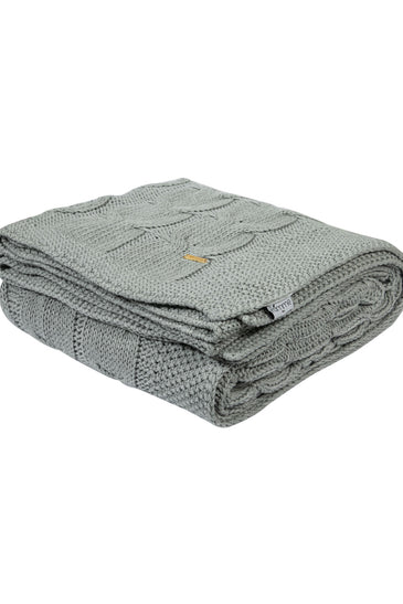 Gray Knitted Cotton Throw
