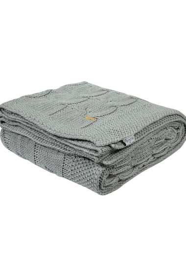 Gray Knitted Cotton Throw