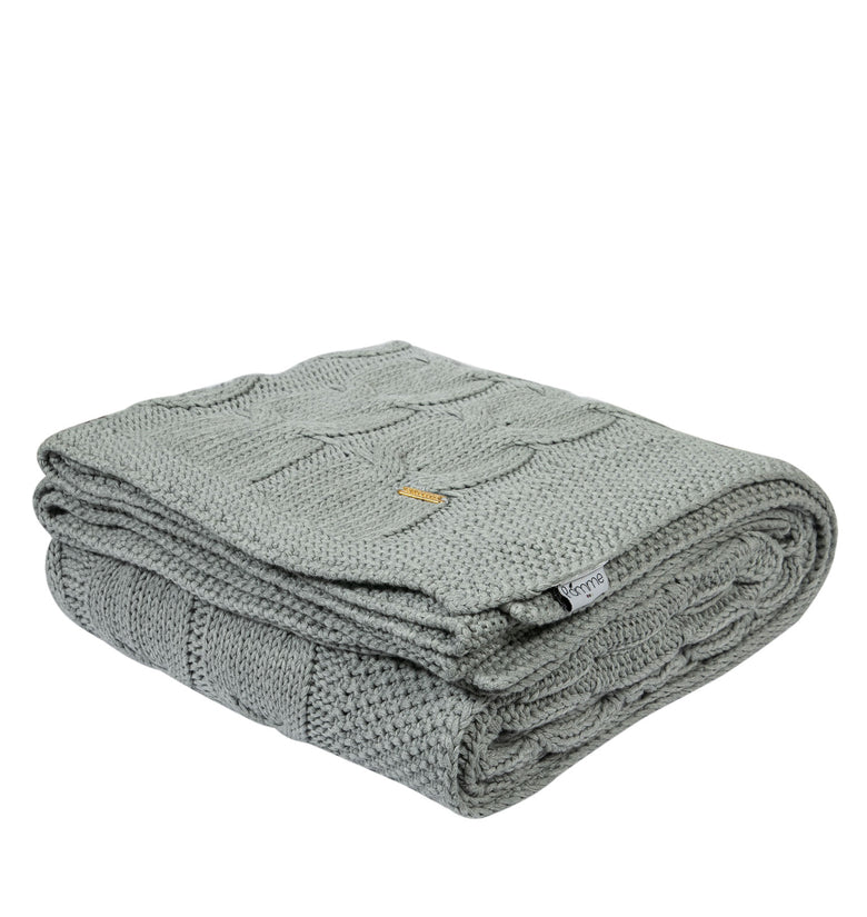 Gray Knitted Cotton Throw