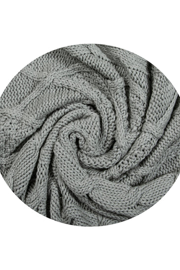 Gray Knitted Cotton Throw