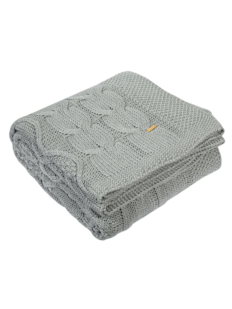 Gray Knitted Cotton Throw