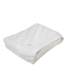 Ivory Twisted pattern Knitted Cotton Throw