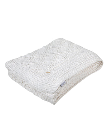 Ivory Twisted pattern Knitted Cotton Throw