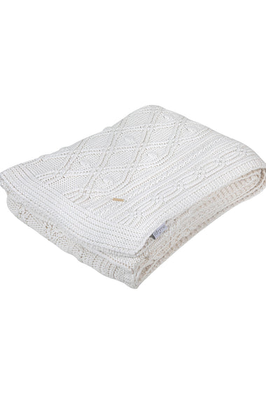 Ivory Twisted pattern Knitted Cotton Throw