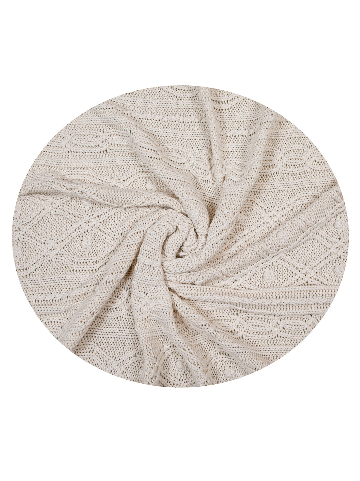 Pomme Cotton Knitted Twisted Cable Throw (Ivory)