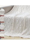 Ivory Twisted pattern Knitted Cotton Throw