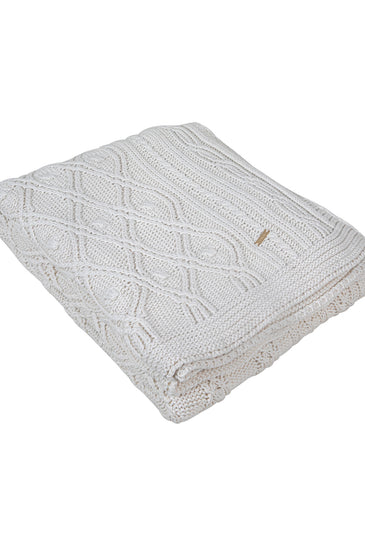 Ivory Twisted pattern Knitted Cotton Throw