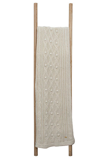 Ivory Twisted pattern Knitted Cotton Throw