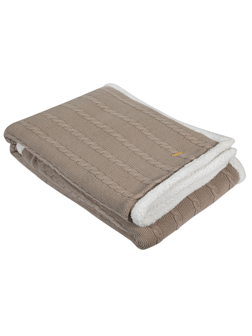 Brown Twisted  Pattern With Border Knitted Cotton Throw