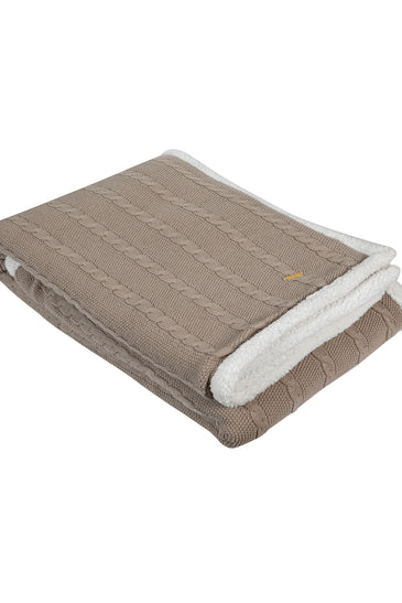 Brown Twisted  Pattern With Border Knitted Cotton Throw