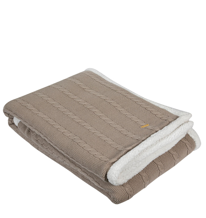 Brown Twisted  Pattern With Border Knitted Cotton Throw