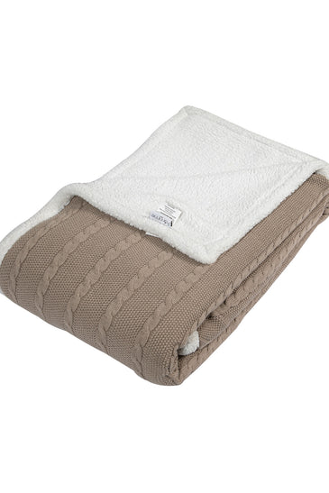 Brown Twisted  Pattern With Border Knitted Cotton Throw