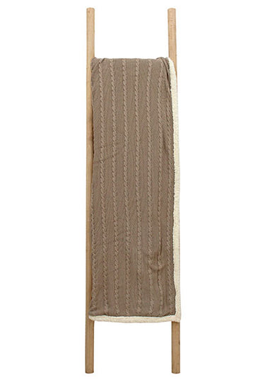 Brown Twisted  Pattern With Border Knitted Cotton Throw