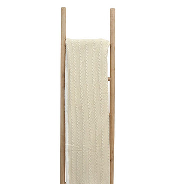 Knitted Ivory  Cable Knit Throw with Back Sherpa Fabric