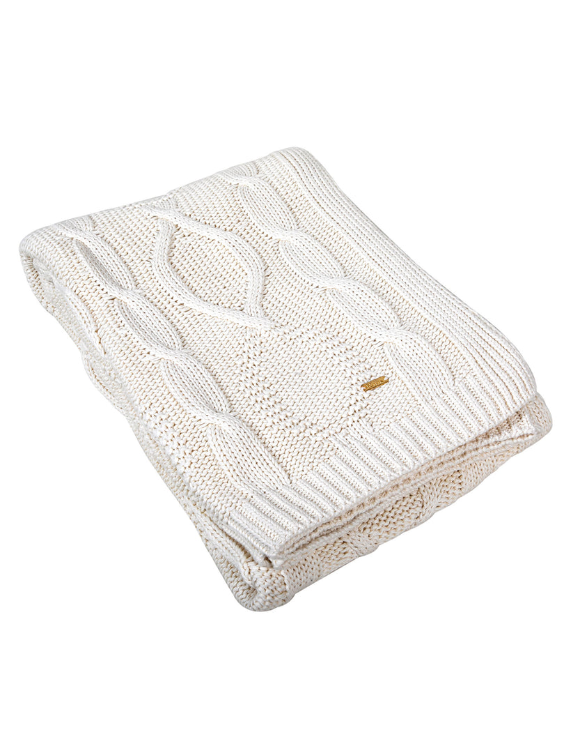 Knitted Ivory Cable Texture Knit Throw
