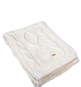 Knitted Ivory Cable Texture Knit Throw
