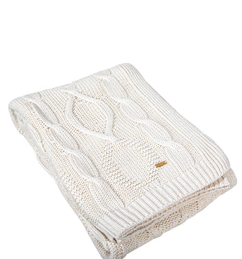 Knitted Ivory Cable Texture Knit Throw