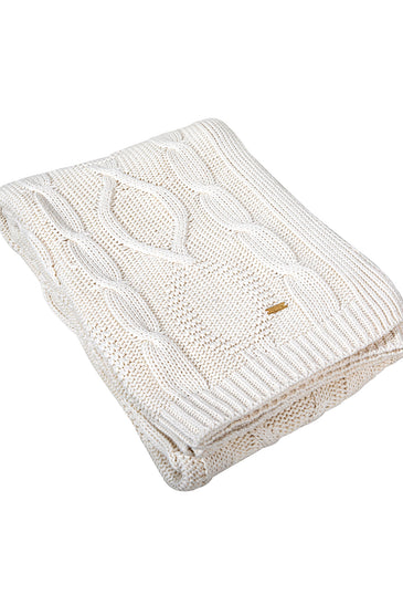 Knitted Ivory Cable Texture Knit Throw