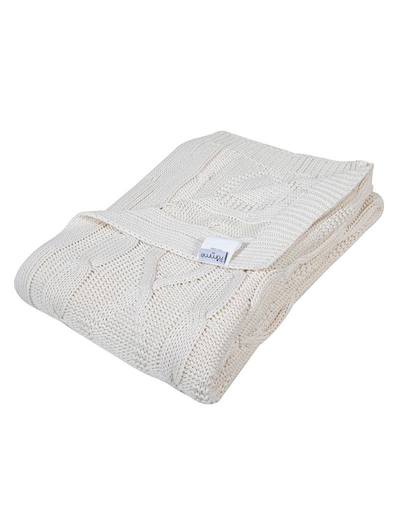 Knitted Ivory Cable Texture Knit Throw