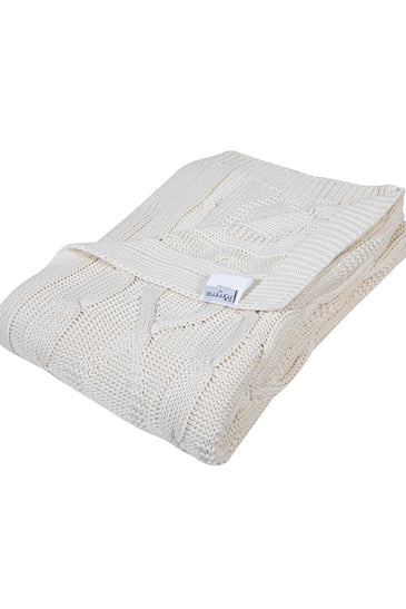 Knitted Ivory Cable Texture Knit Throw