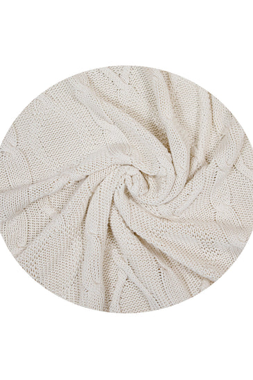 Knitted Ivory Cable Texture Knit Throw