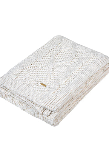 Knitted Ivory Cable Texture Knit Throw