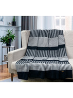 Load image into Gallery viewer, Knitted Navy Grey Hounds Tooth Pattern Throw
