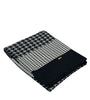 Knitted Navy Grey Hounds Tooth Pattern Throw