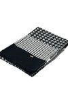 Knitted Navy Grey Hounds Tooth Pattern Throw