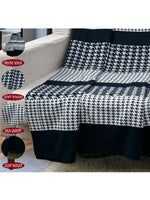 Load image into Gallery viewer, Knitted Navy Grey Hounds Tooth Pattern Throw