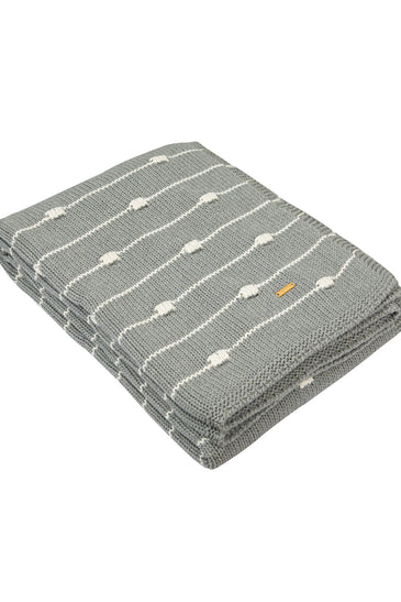 Knitted Grey Melange Texture Knit With 3D Bubble Knit Throw