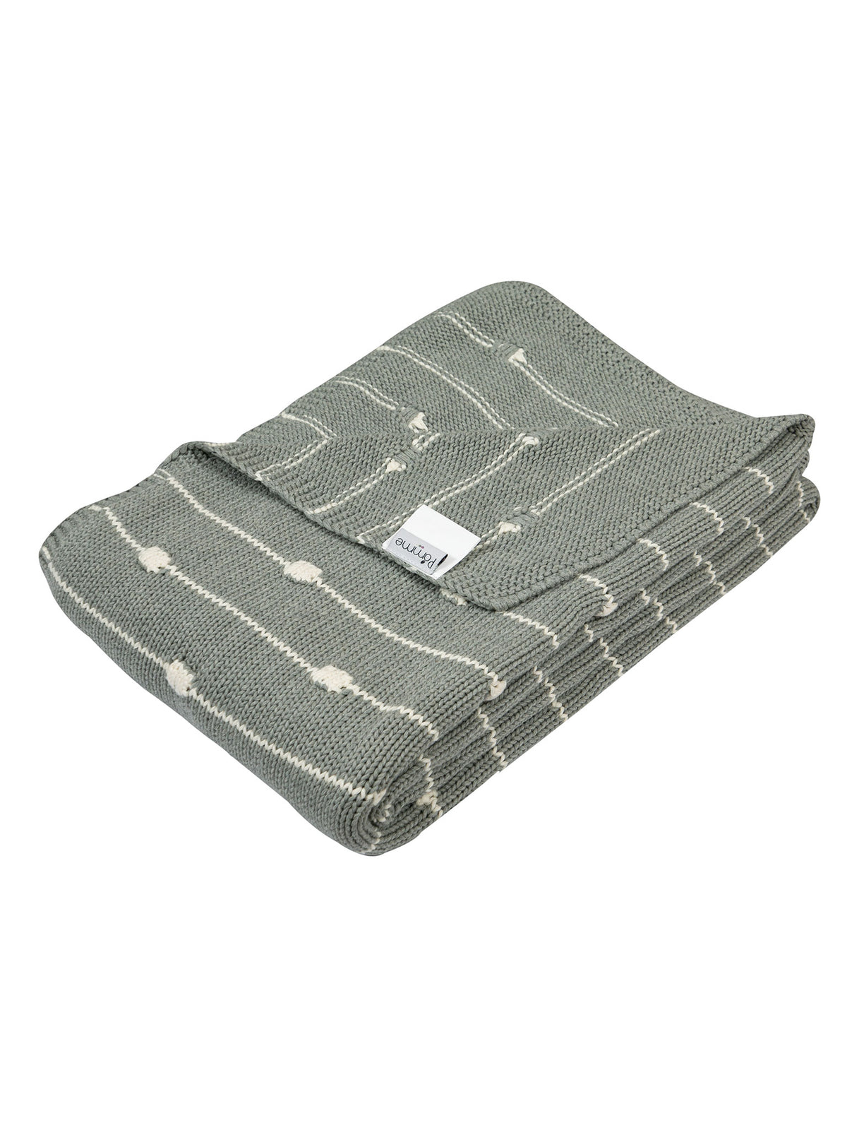 Pomme Cotton Knitted Bubble Stripe Throw (Grey Melange & Ivory)