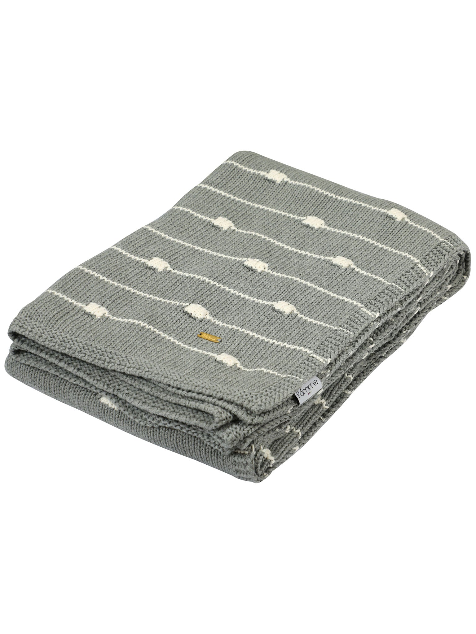 Knitted Grey Melange Texture Knit With 3D Bubble Knit Throw