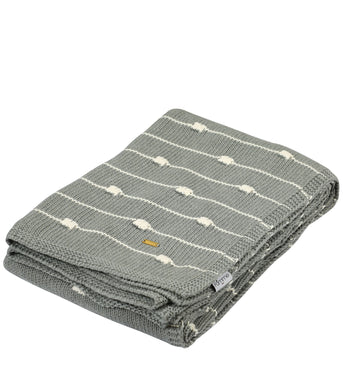 Knitted Grey Melange Texture Knit With 3D Bubble Knit Throw